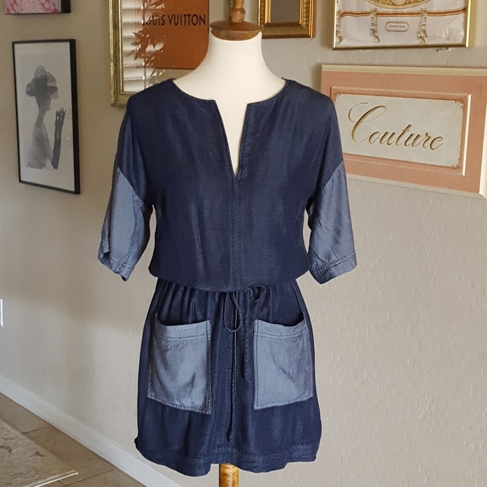 Laundry by Design Color Block Chambray Mini Dress